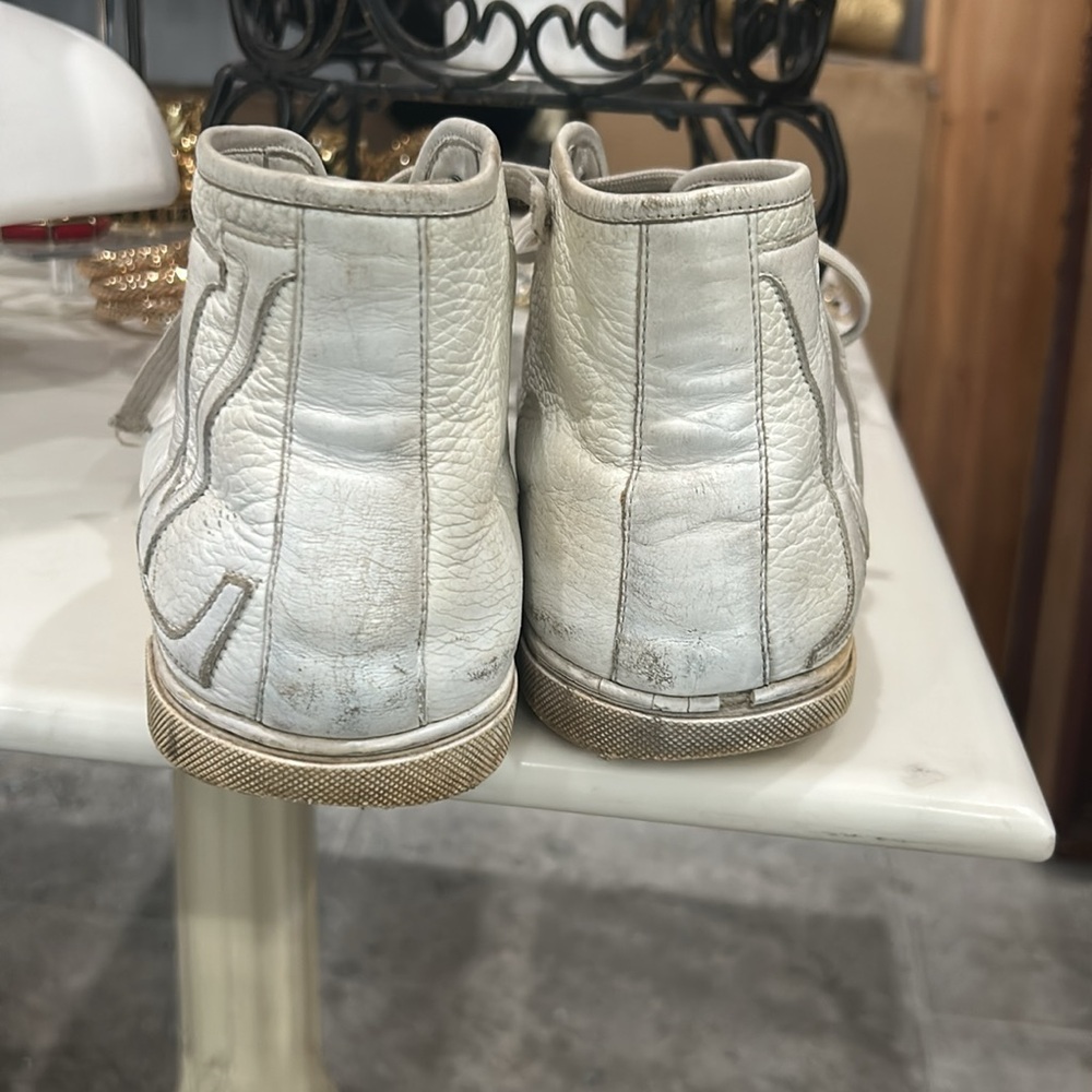Louis Vuitton White High-Top Sneakers‎ with Leather Upper need repair GO OO49 - Picture 7 of 10